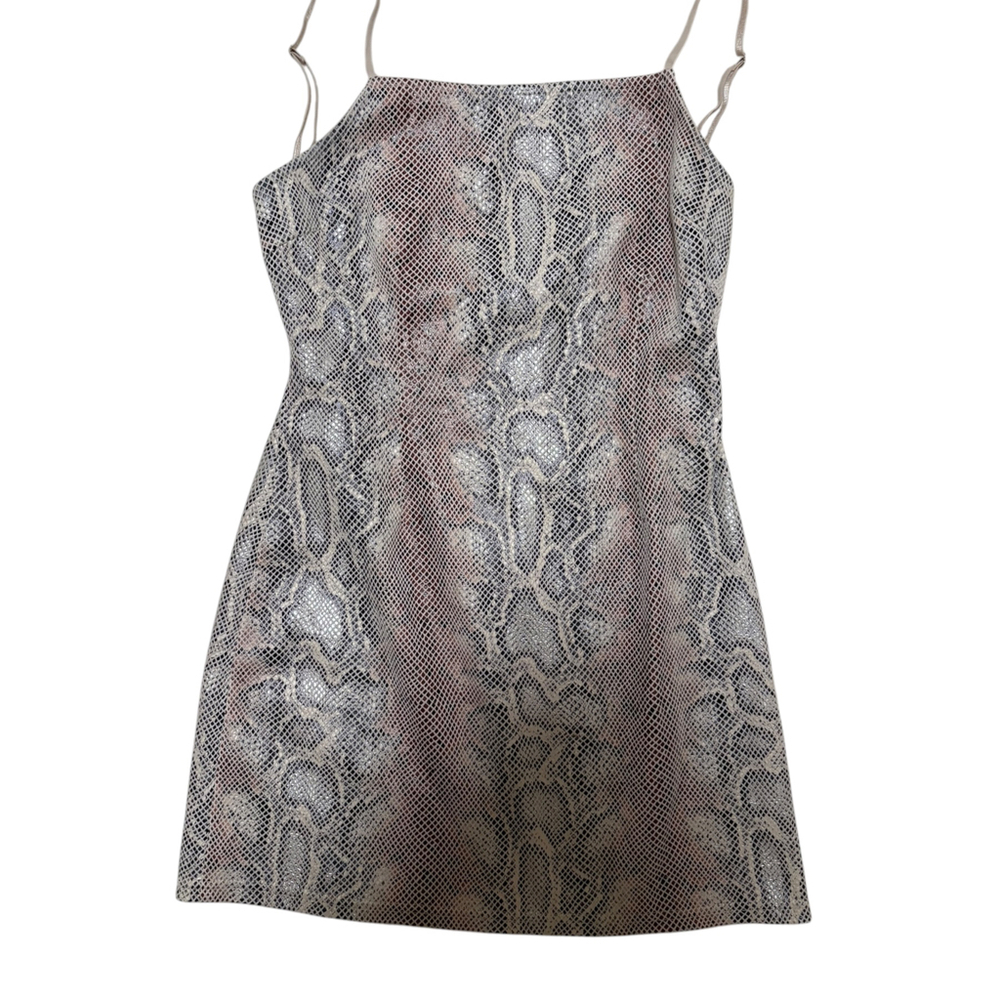 Urban Outfitters UO Textured Snake Print Mini Dress S Open Back Metallic